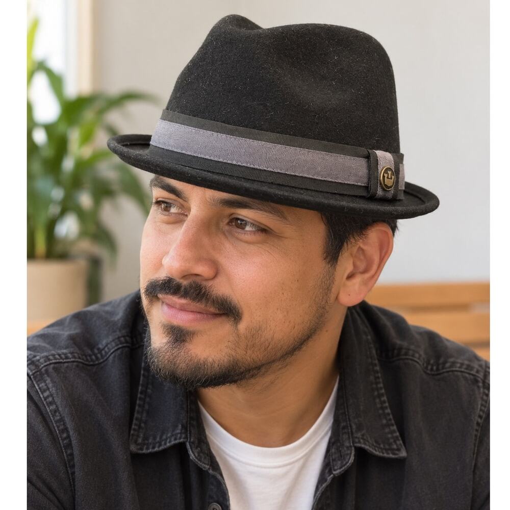 Goorin Bros. Dark Charcoal Short Brim Fedora Hat Medium Gray Band
